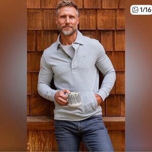 Criquet Men's grey collared “country club style, anything but stuffy” sweatshirt